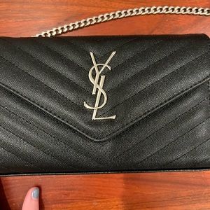 Black handbag with silver finishings